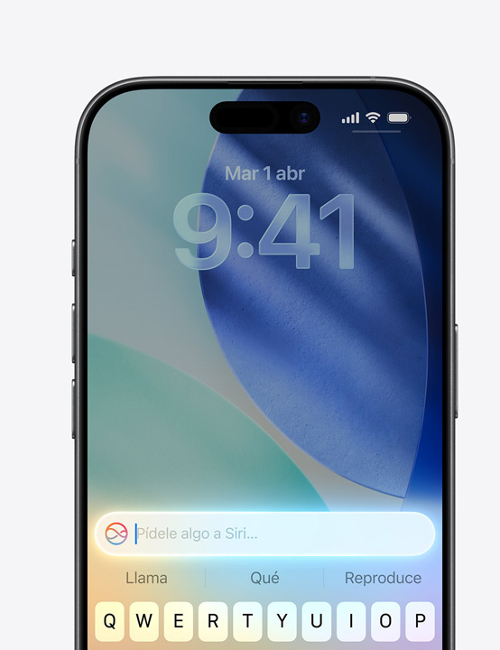 Pantalla de un iPhone que muestra la prestación Preguntar a Siri