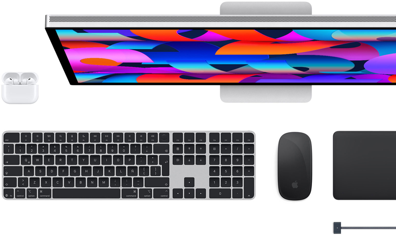 Accesorios para la Mac: AirPods, Studio Display, Magic Keyboard, Magic Mouse, Magic Trackpad, cable de carga MagSafe