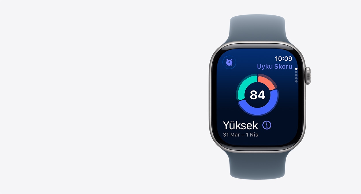 Apple Watch Series 11, uzay grisi renk, alüminyum kasa, uyku skoru ekranı