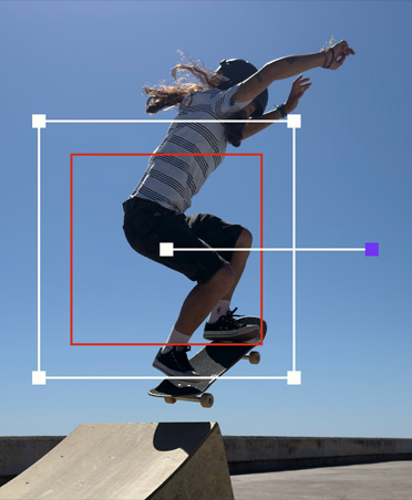 Skateboarder jumping on ramp, demo of automatic movement tracker