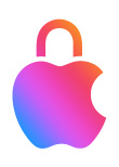 Ein Apple Logo in Form eines Vorhängeschlosses. Das Schloss ist verschlossen, um den Datenschutz hervorzuheben.