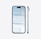 iPhone Air celeste mostrato di fonte, con Dynamic Island in alto al centro; mostrato di lato, con profilo sottilissimo, tasto laterale, tasto del Controllo fotocamera