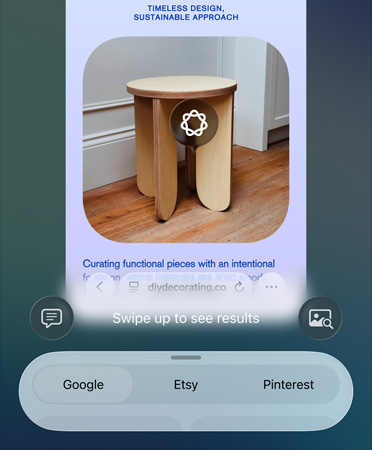 Visual intelligence feature in use
