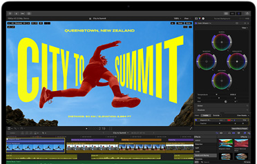 MacBook Air-skärm som visar videoredigering för att demonstrera möjligheterna med M5-chippet