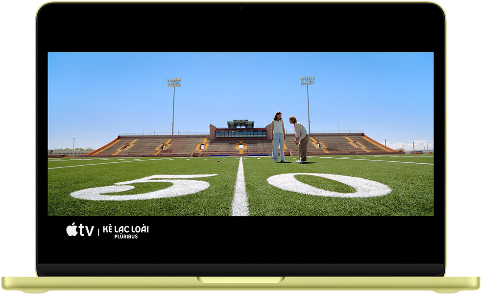 MacBook Neo, citrus color, scene from Pluribus show onscreen